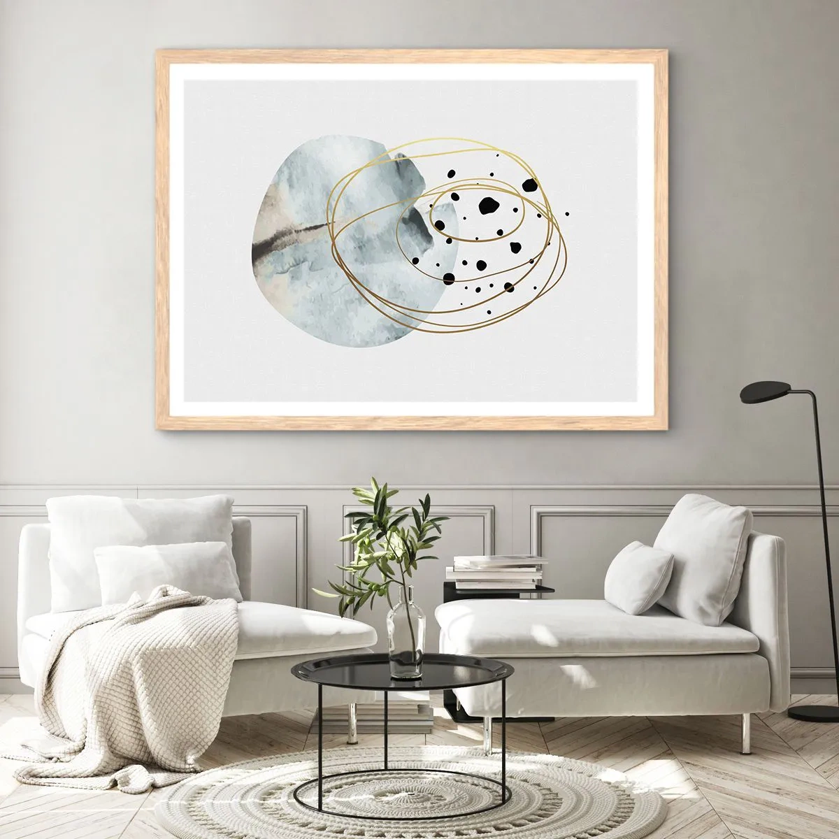 Poster in einem Rahmen aus heller Eiche - Vom Weltraum umarmt - 91x61 cm