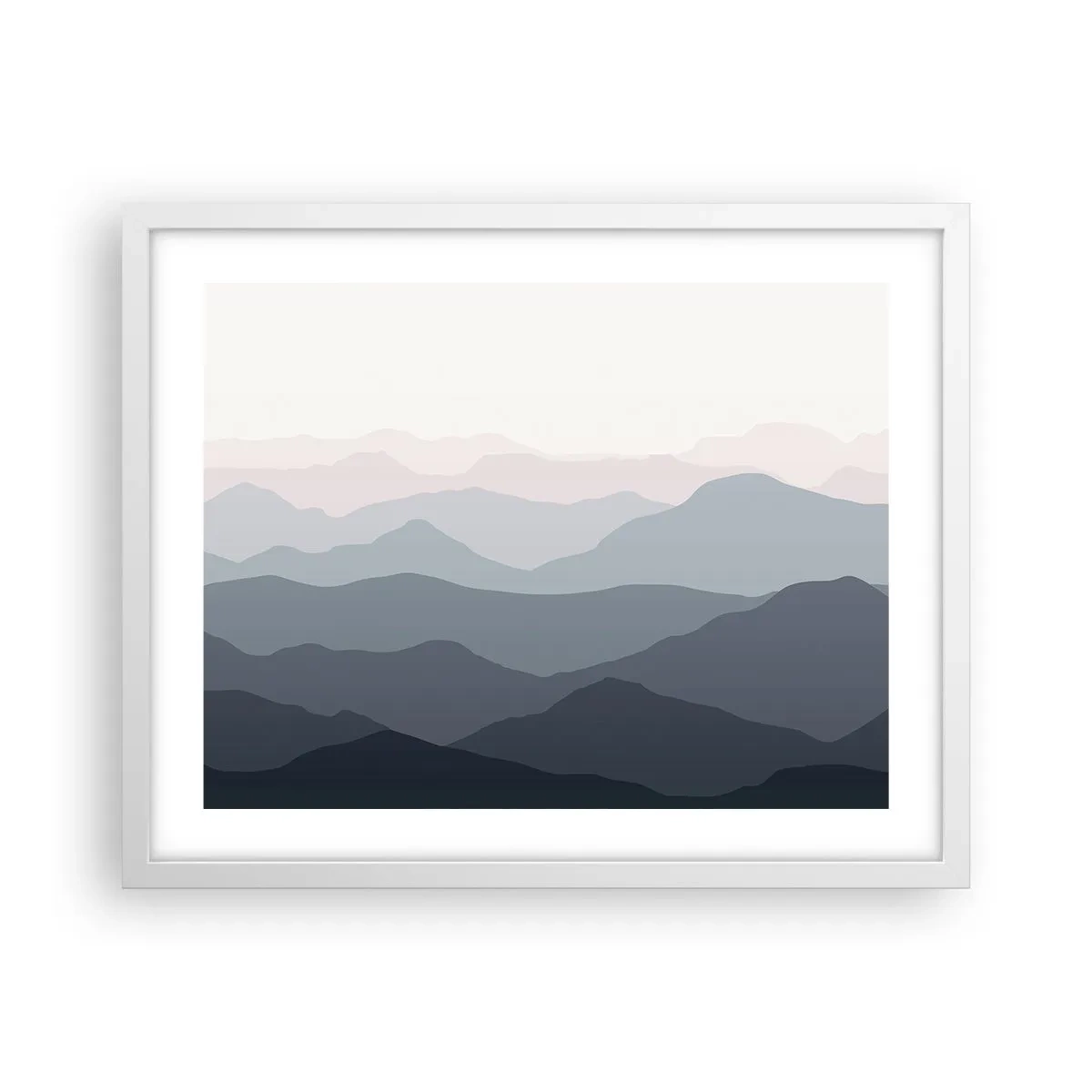Poster in einem weißen Rahmen - Wellen der Berge - 50x40 cm