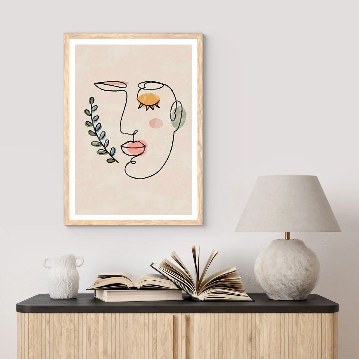 Poster in einem Rahmen aus heller Eiche - Frieden ist gefunden - 50x70 cm