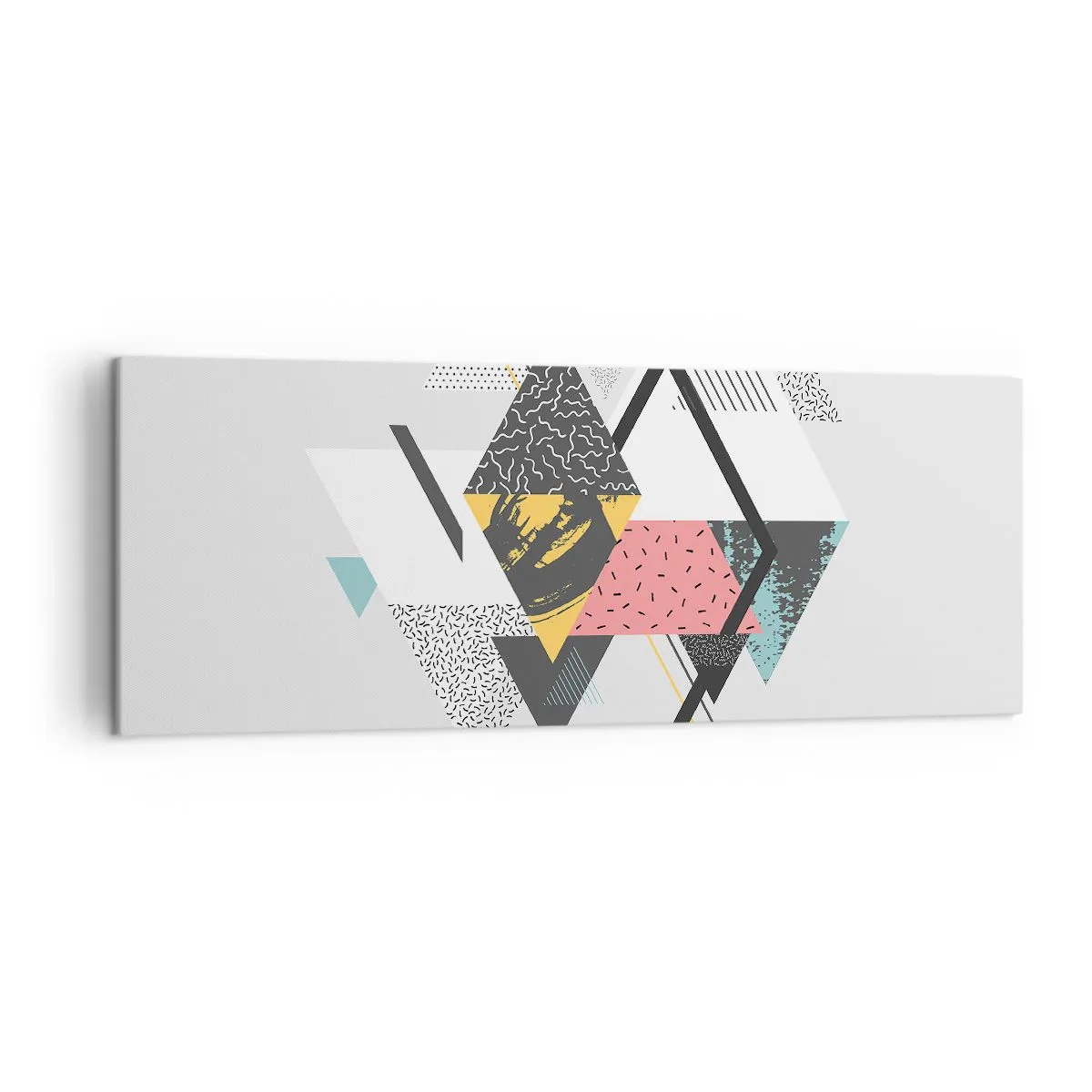 Bild auf Leinwand - Leinwandbild - Geometrische Muster auf hellem Hintergrund - 140x50cm - Variation über Dreieck und Raute - Moderne Wanddekoration für Wohnzimmer und Schlafzimmer ARTTOR