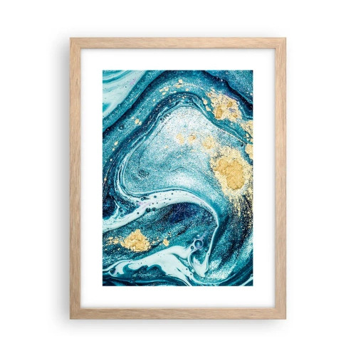 Poster in einem Rahmen aus heller Eiche - Blauer Wirbel - 30x40 cm