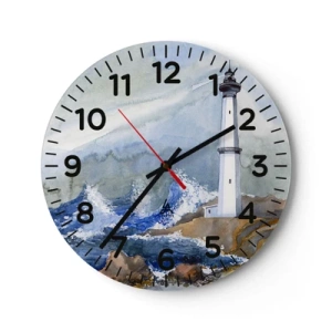 Wanduhr - Glasuhr - Gegen die Dunkelheit und den Sturm - 30x30 cm