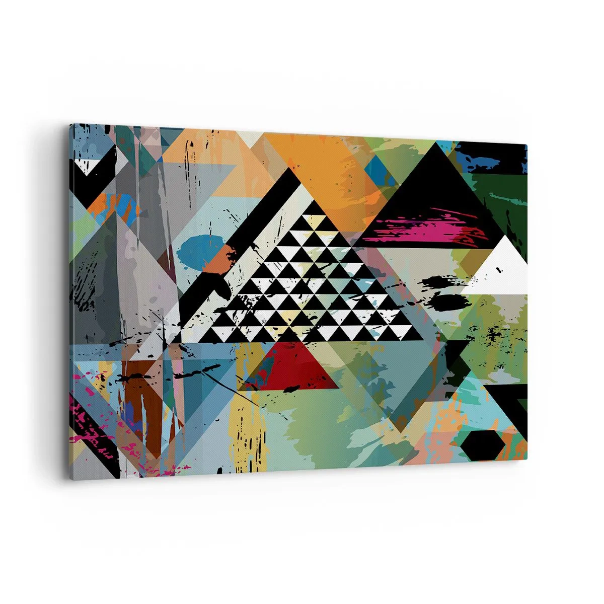 Bild auf Leinwand - Leinwandbild - Eine abstrakte Komposition aus geometrischen Formen und Farben. - 100x70cm - Wie einfach ist es - Moderne Wanddekoration für Wohnzimmer und Schlafzimmer ARTTOR