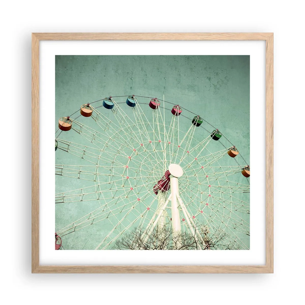 Poster in einem Rahmen aus heller Eiche - Wir laden zum Spiel ein - 50x50 cm