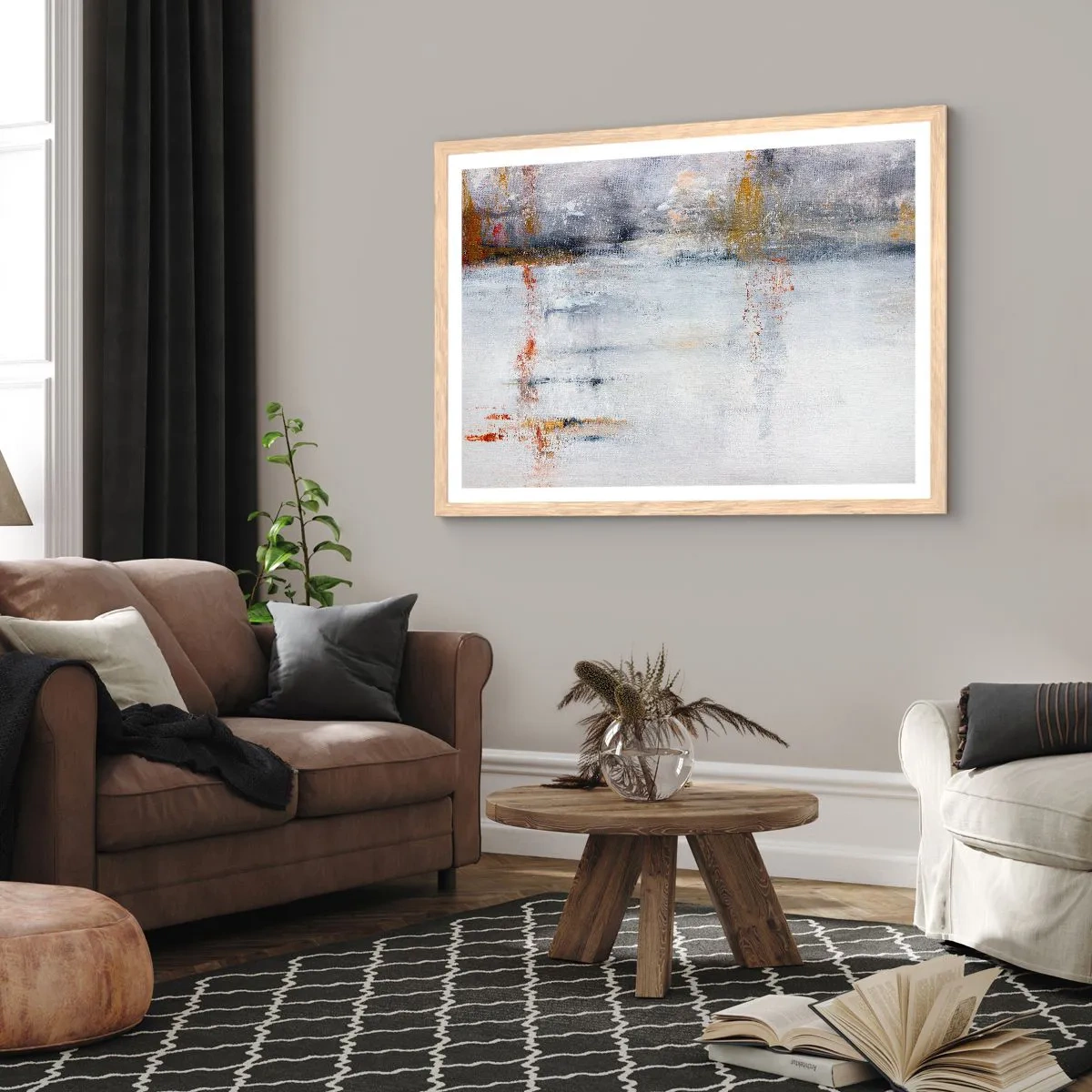 Poster in einem Rahmen aus heller Eiche - Hinter dem Luftvorhang - 100x70 cm