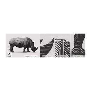 Fototapeten Muster Premium Canvas - Geometrische Schönheit der Natur - Tiere, Nashorn, Grafik - 100x30 cm