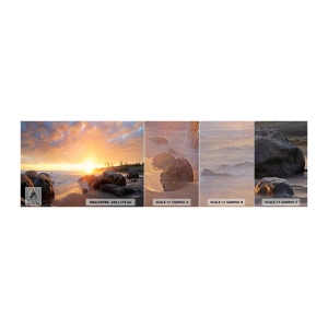 Fototapeten Muster Premium Canvas - Leuchtende Brise des Abends - Landschaft, Meer, Sonnenaufgang - 100x30 cm