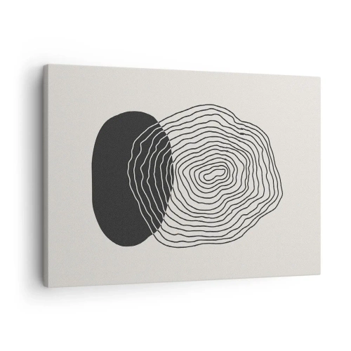 Bild auf Leinwand - Leinwandbild - Abstraktes Muster mit Linien und Formen in Schwarz und Weiß - 70x50cm - Dauer und Schwingung - Moderne Wanddekoration für Wohnzimmer und Schlafzimmer ARTTOR