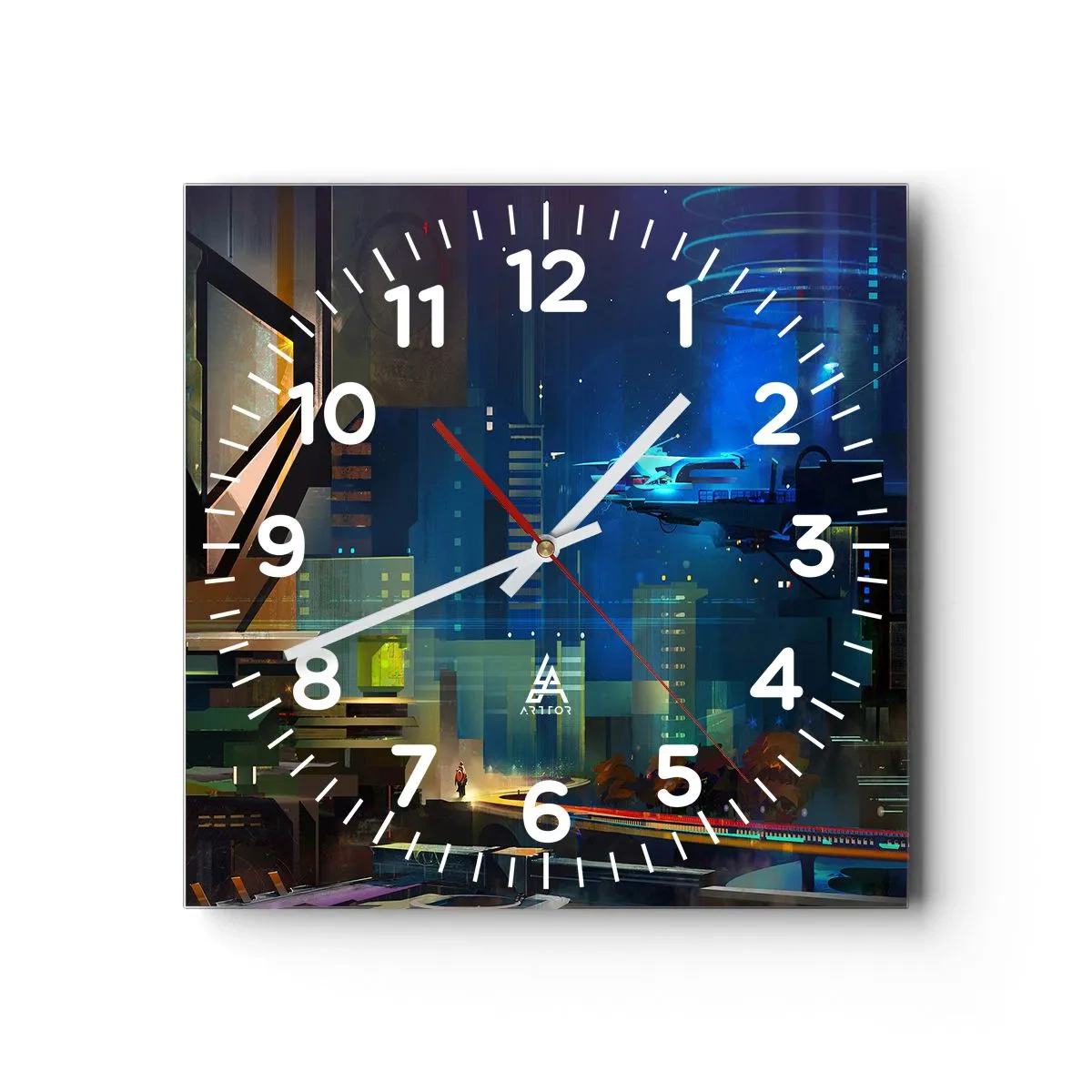 Wanduhr - Glasuhr - In naher Zukunft - 40x40 cm