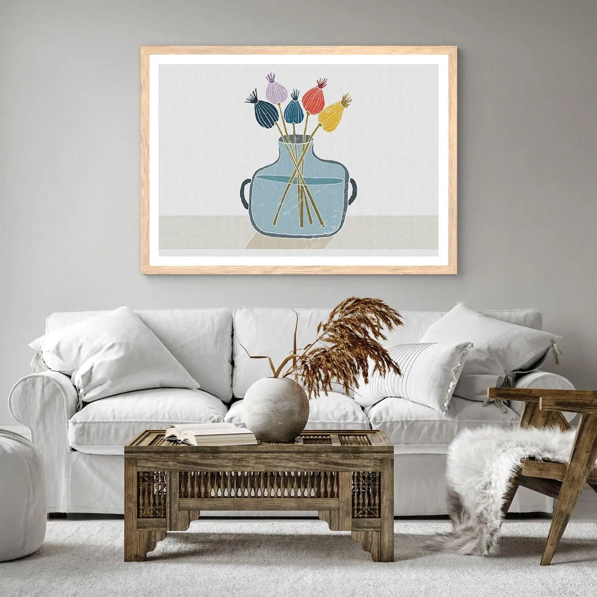 Poster in einem Rahmen aus heller Eiche - Es ist mucksmäuschenstill - 91x61 cm