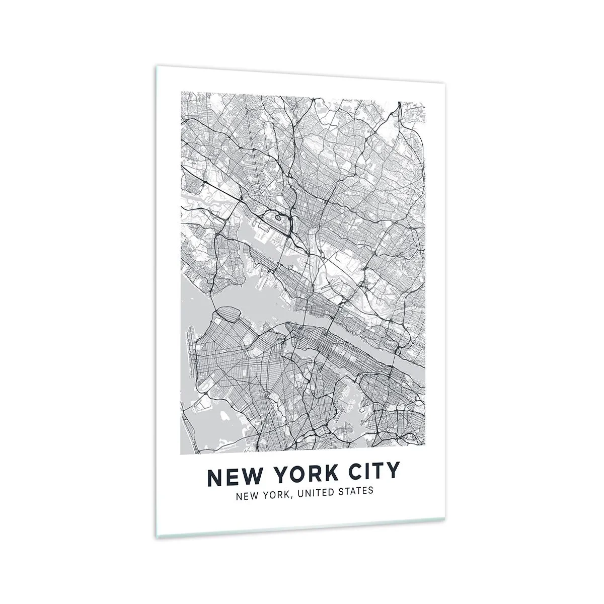 Glasbild - Bild auf glas - Ein Stadtplan im minimalistischen Stil auf grauem Hintergrund - 70x100cm - Die Anatomie einer Metropole - Moderne Wanddekoration für Wohnzimmer und Schlafzimmer ARTTOR