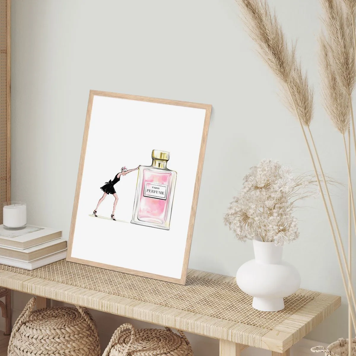 Poster in einem Rahmen aus heller Eiche - Essenz der Weiblichkeit - 40x50 cm