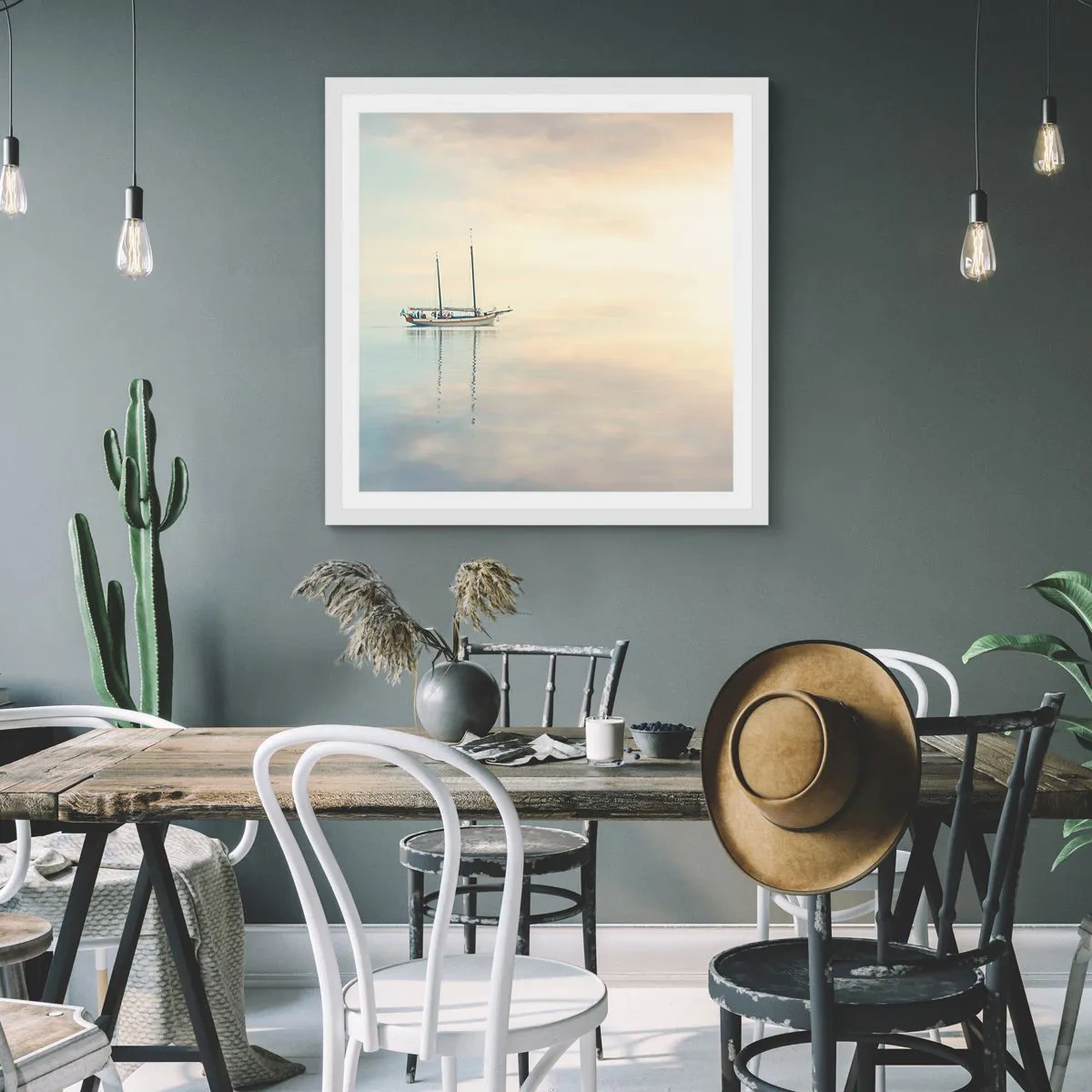 Poster in einem weißen Rahmen - Im Meer der Stille - 40x40 cm