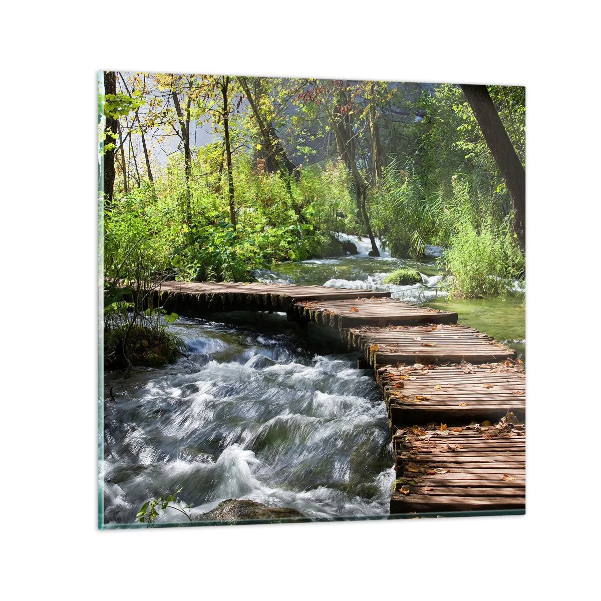Glasbild - Bild auf glas - Über der schaumigen Kaskade - 40x40 cm