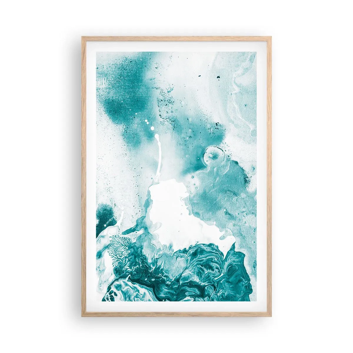 Poster in einem Rahmen aus heller Eiche - Morast von Blau - 61x91 cm