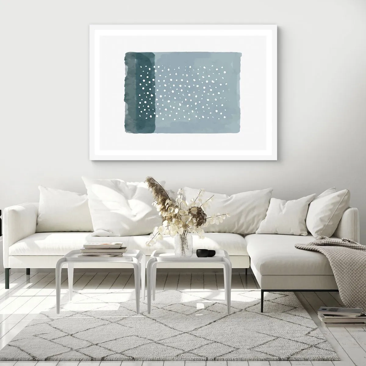 Poster in einem weißen Rahmen - Auf Blau gewachsen - 40x30 cm