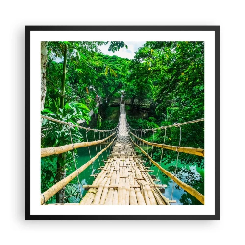 Poster in einem schwarzem Rahmen - Monkey Bridge über das Grün - 60x60 cm