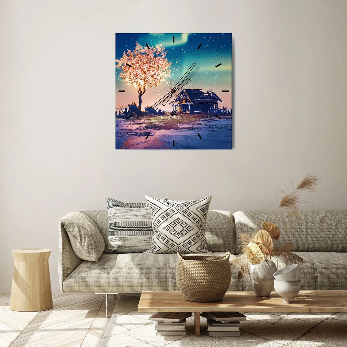 Wanduhr - Glasuhr - Die Natur vergeht nicht - 30x30 cm