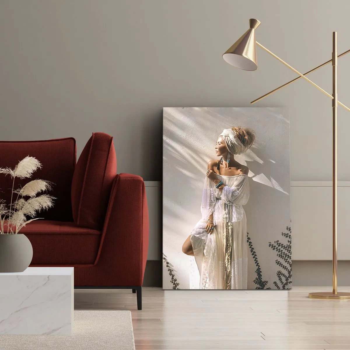 Bild auf Leinwand - Leinwandbild - Die Sonne und das Mädchen - 45x80 cm