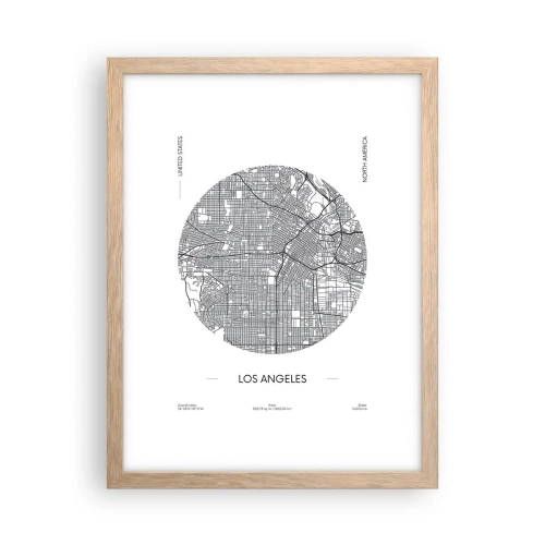 Poster in einem Rahmen aus heller Eiche - Anatomie von Los Angeles - 30x40 cm