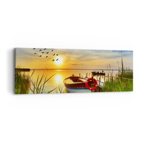 Bild auf Leinwand - Leinwandbild - Die Kormorane fliegen schon weg - 90x30 cm