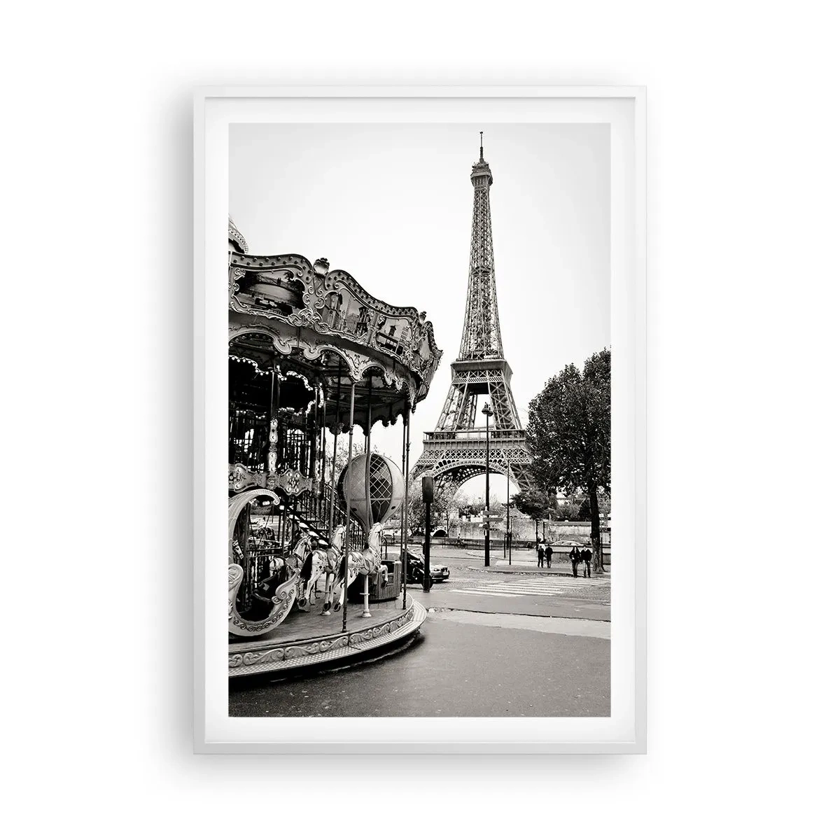 Poster in einem weißen Rahmen - So lustig ist es nur in Paris - 61x91 cm