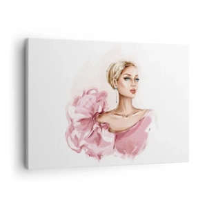 Bild auf Leinwand - Leinwandbild - Porträt einer Frau in einem rosa Kleid vor hellem Hintergrund - 70x50cm - Wie gemalt ... - Moderne Wanddekoration für Wohnzimmer und Schlafzimmer ARTTOR
