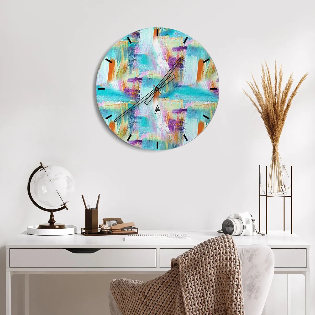 Wanduhr - Glasuhr - Fröhlicher Labyrinth-Liner - 30x30 cm