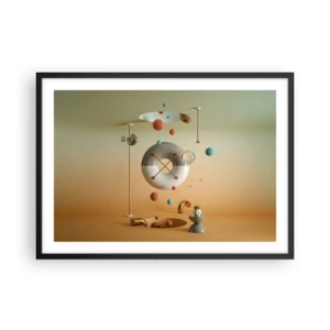 Poster in einem schwarzem Rahmen - Geometrische Figuren in Pastellfarben in surrealistischer Anordnung - 70x50cm - Alles kann passieren - Moderne Wanddekoration für Wohnzimmer und Schlafzimmer ARTTOR