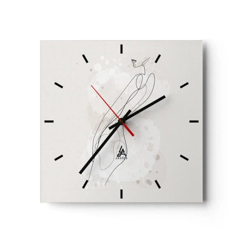 Wanduhr - Glasuhr - Eine subtile Silhouettenskizze im minimalistischen Stil - 30x30cm - Der Blick schweift - Moderne Wanddekoration für Wohnzimmer und Schlafzimmer ARTTOR