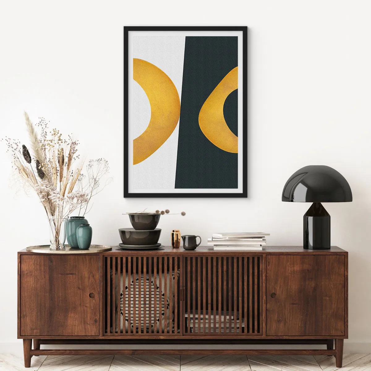 Poster in einem schwarzem Rahmen - Erstens: Gold - 61x91 cm