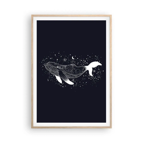 Poster in einem Rahmen aus heller Eiche - Im Ozean des Universums - 70x100 cm