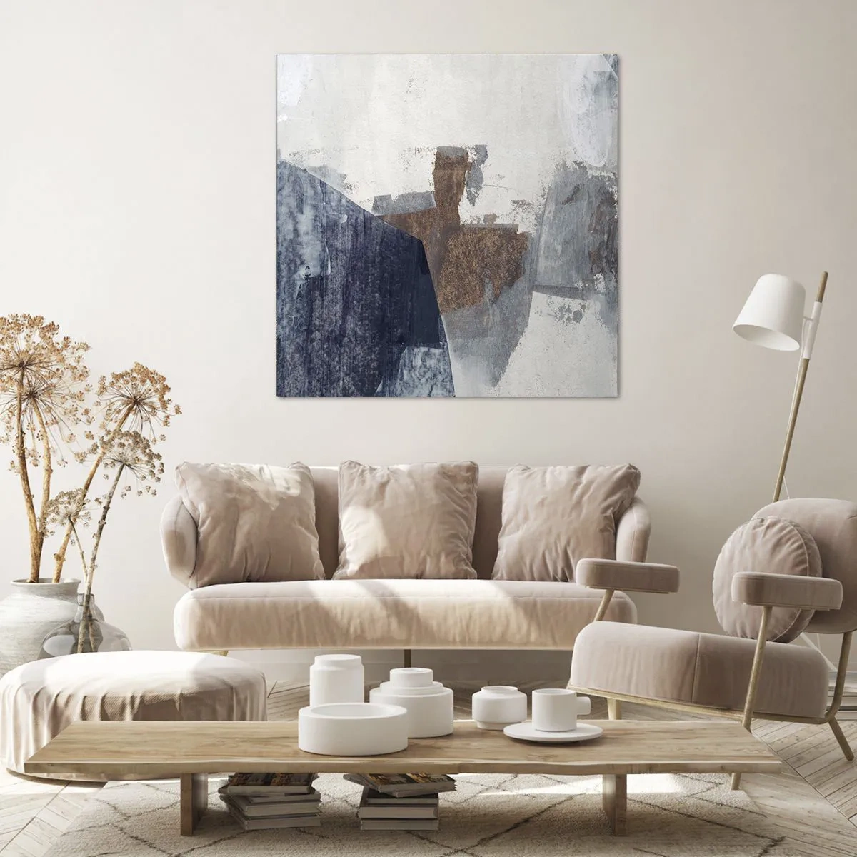 Bild auf Leinwand - Leinwandbild - Blaue und braune Formen - 60x60 cm