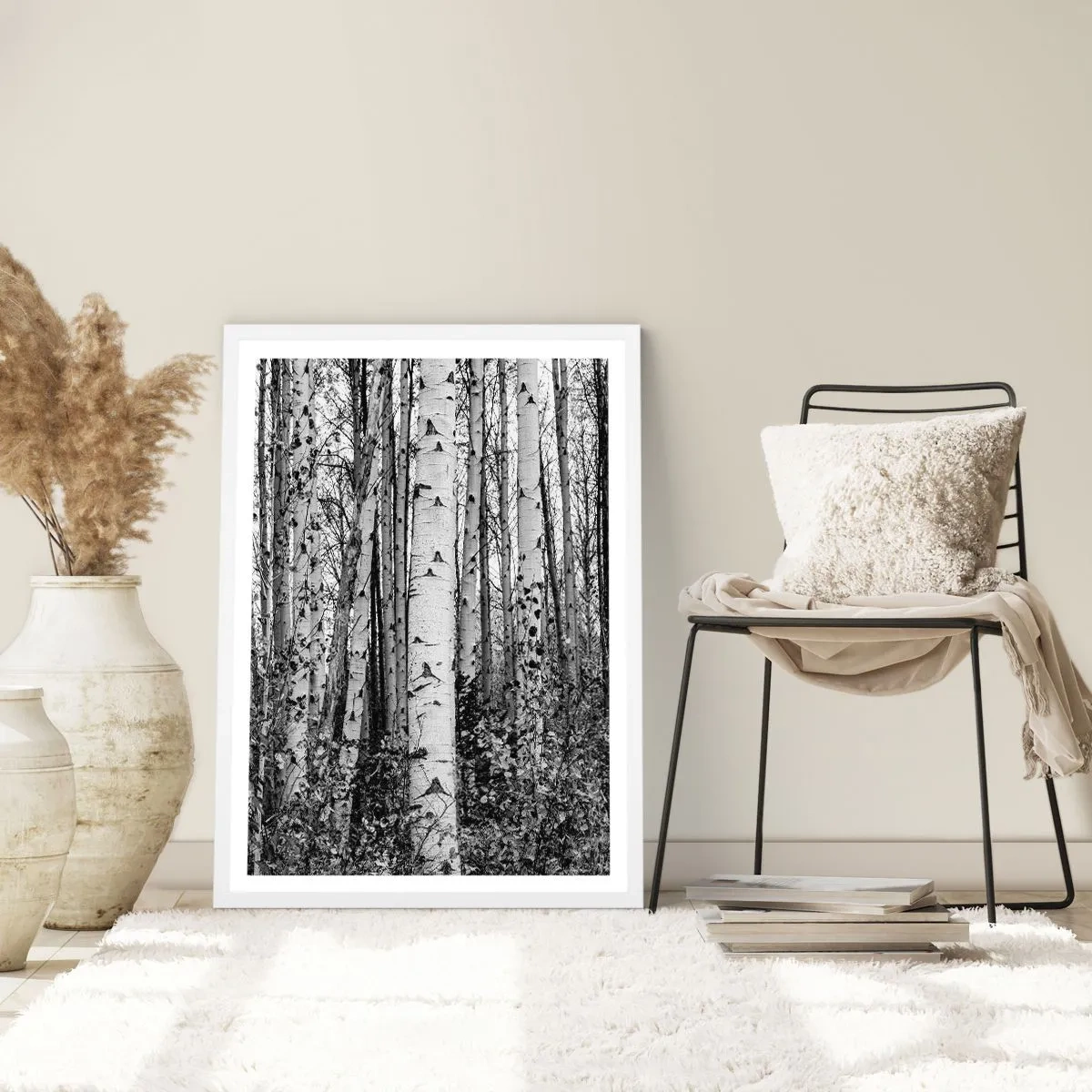 Poster in einem weißen Rahmen - Birkenkolonnade - 40x50 cm