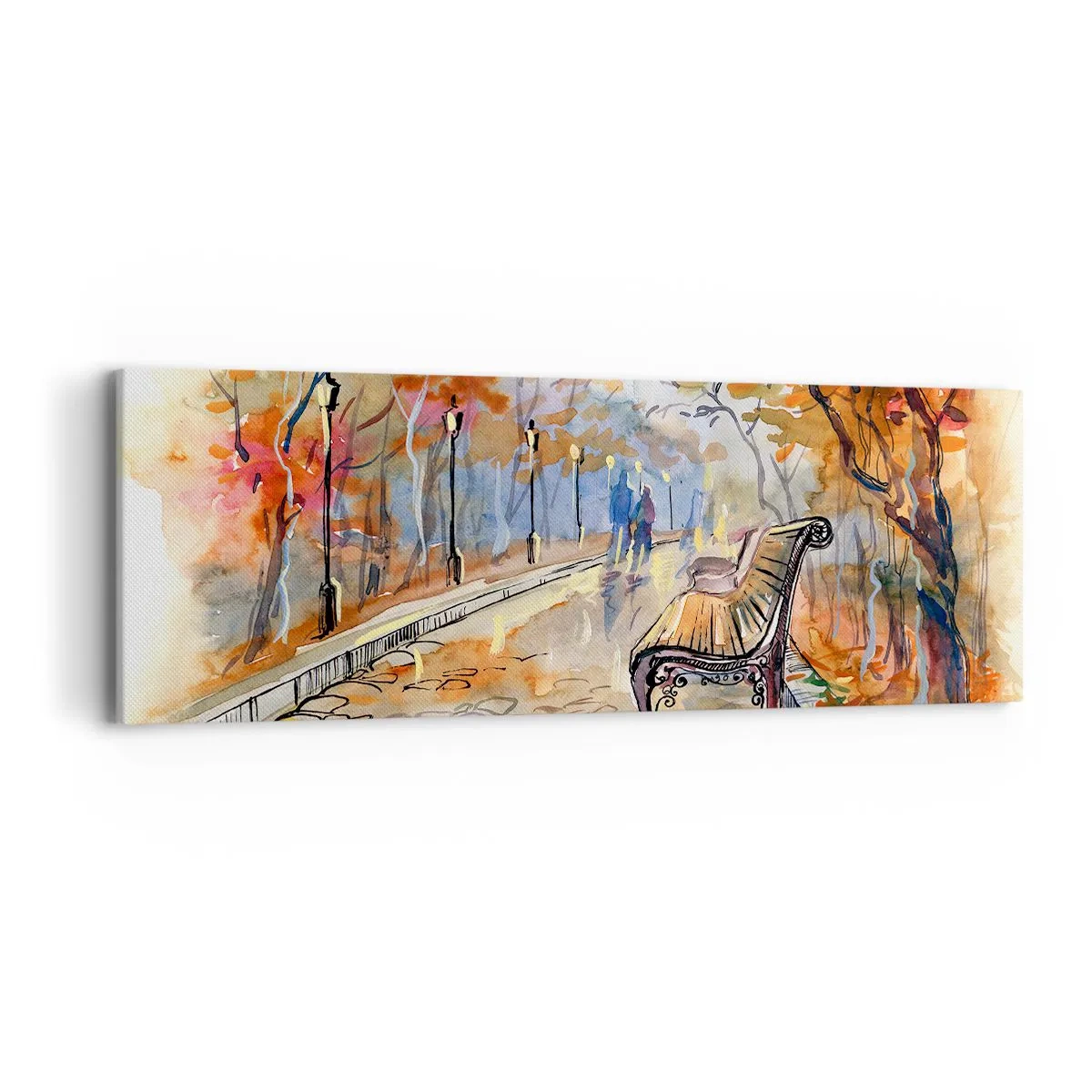 Bild auf Leinwand - Leinwandbild - Gemeinsam im Herbst wandern - 90x30 cm