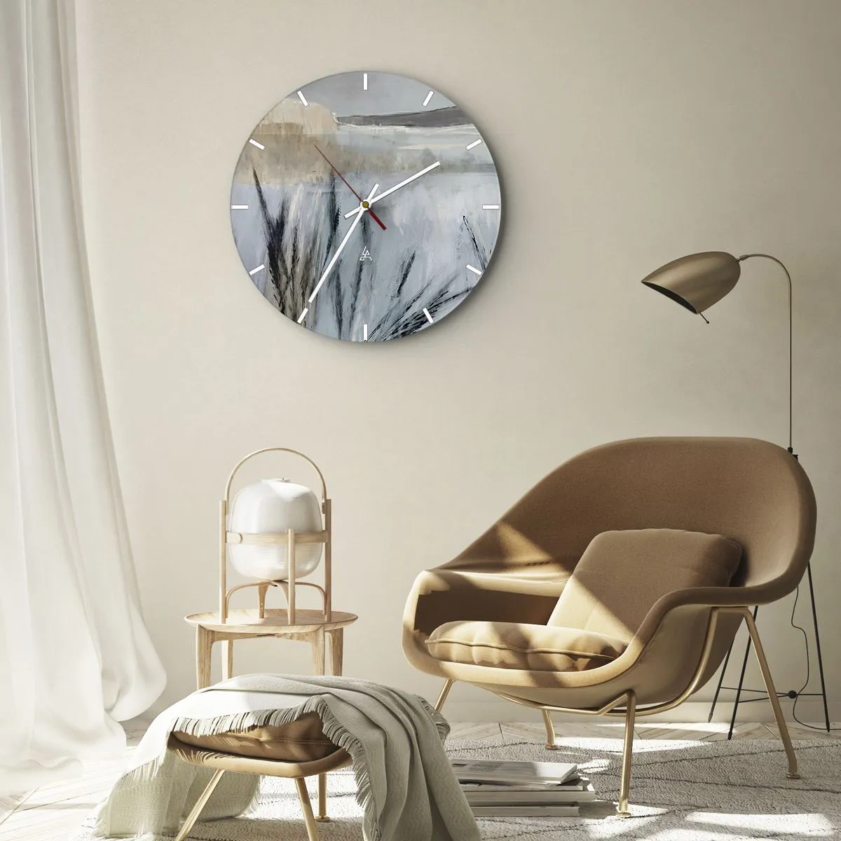 Wanduhr - Glasuhr - Winterfelder - 40x40 cm