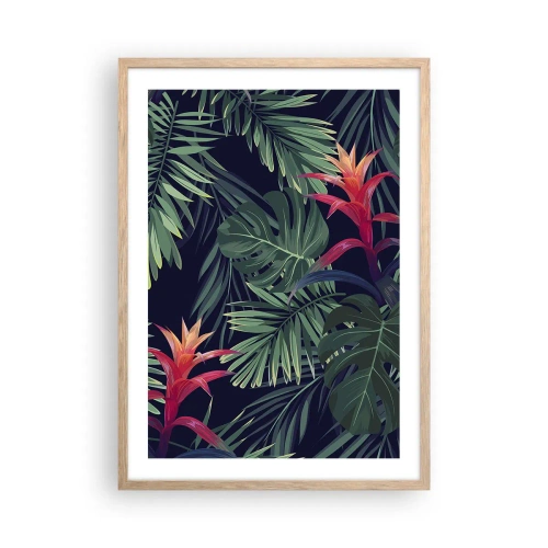 Poster in einem Rahmen aus heller Eiche - Im Grünen in Flammen gehen - 50x70 cm