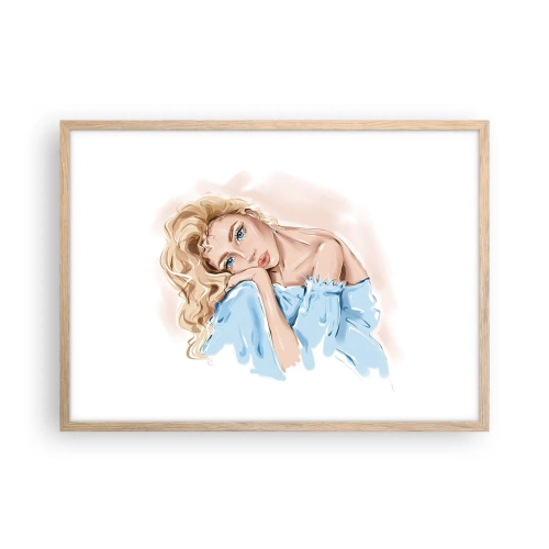 Poster in einem Rahmen aus heller Eiche - Verträumt im Blau - 70x50 cm