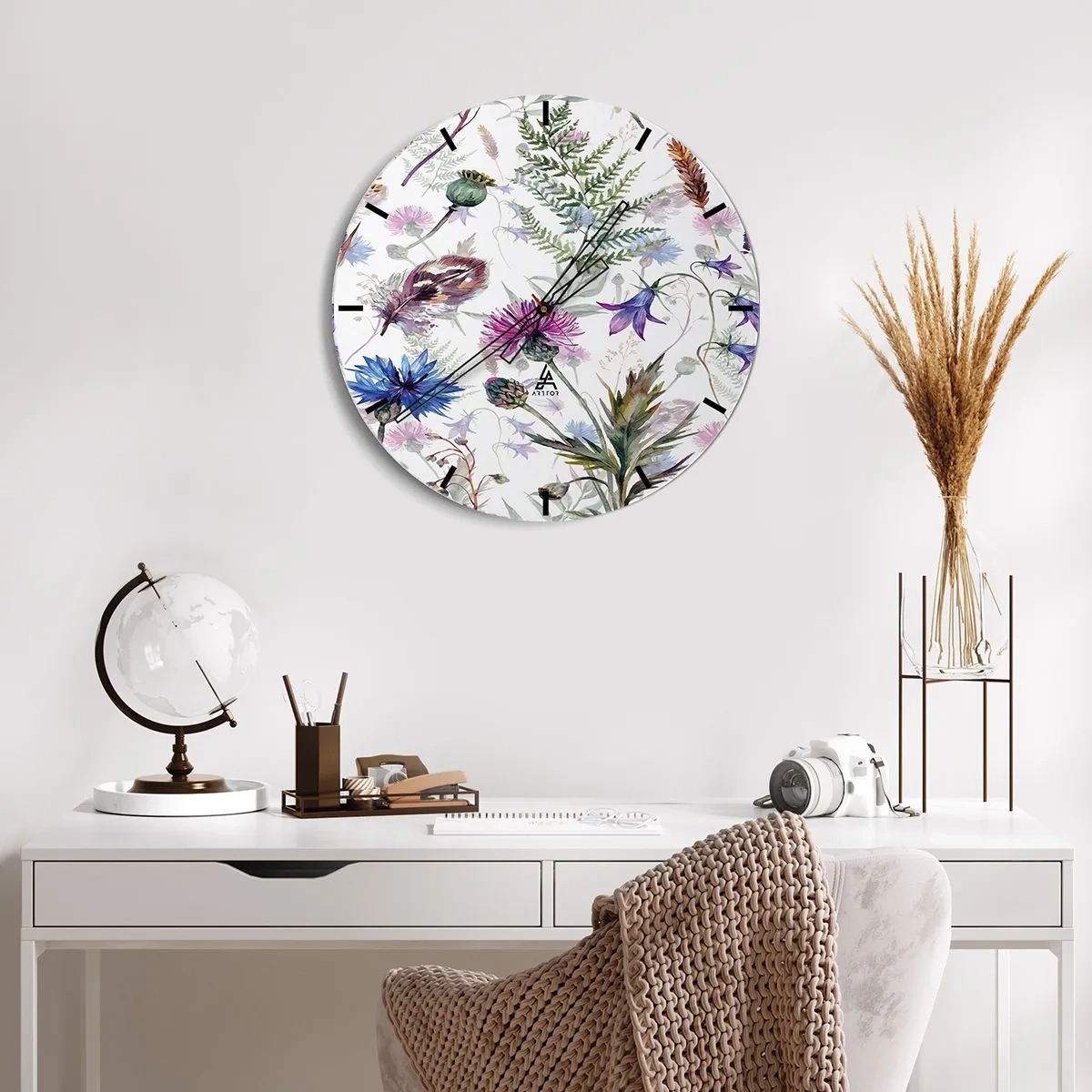 Wanduhr - Glasuhr - Polnisches Herbarium - 40x40 cm