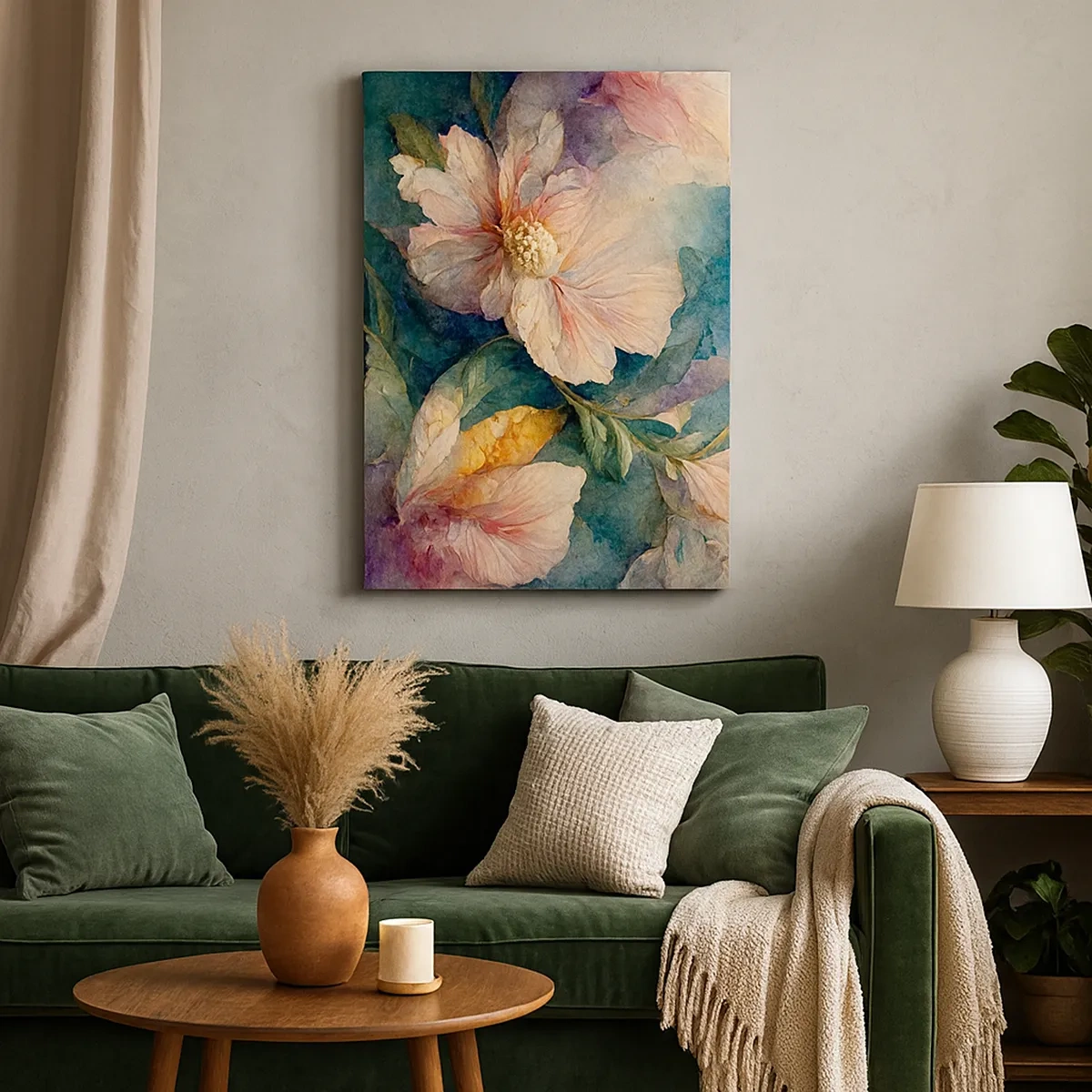 Bild auf Leinwand - Leinwandbild - Zarte Blüten in Pastellfarben - 50x70cm - Pure Subtilität - Moderne Wanddekoration für Wohnzimmer und Schlafzimmer ARTTOR