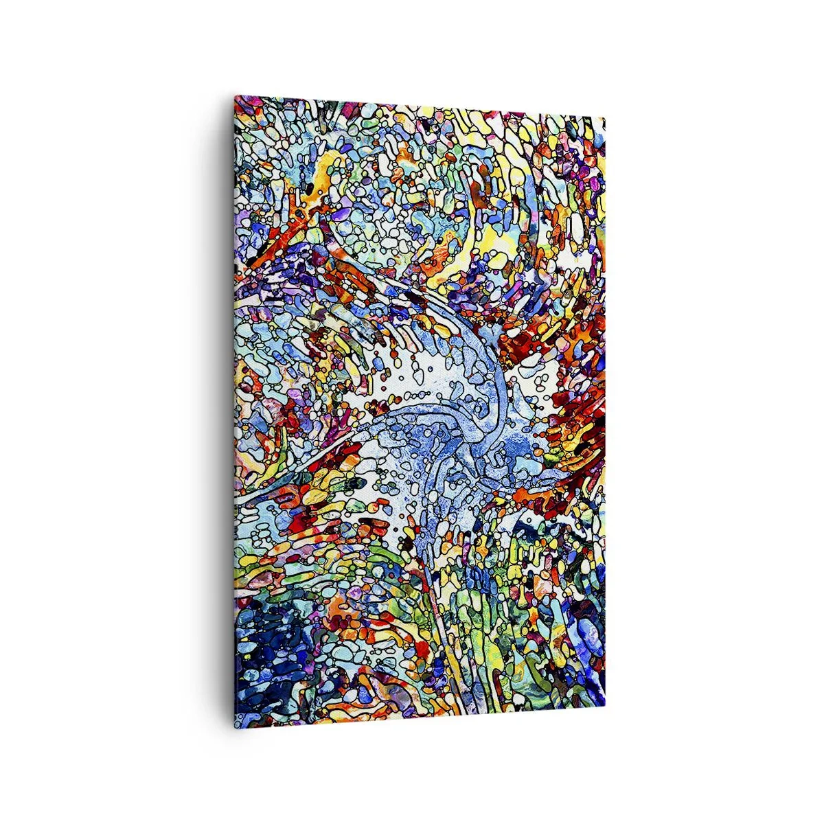 Bild auf Leinwand - Leinwandbild - Ein farbenfrohes, abstraktes Muster, inspiriert von der Natur - 80x120cm - Glasmalerei Wassertropfen - Moderne Wanddekoration für Wohnzimmer und Schlafzimmer ARTTOR