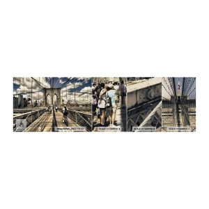 Fototapeten Muster Premium Canvas - Direkt ins Herz der Stadt - Brooklyn Brücke, New York, Stadt - 100x30 cm