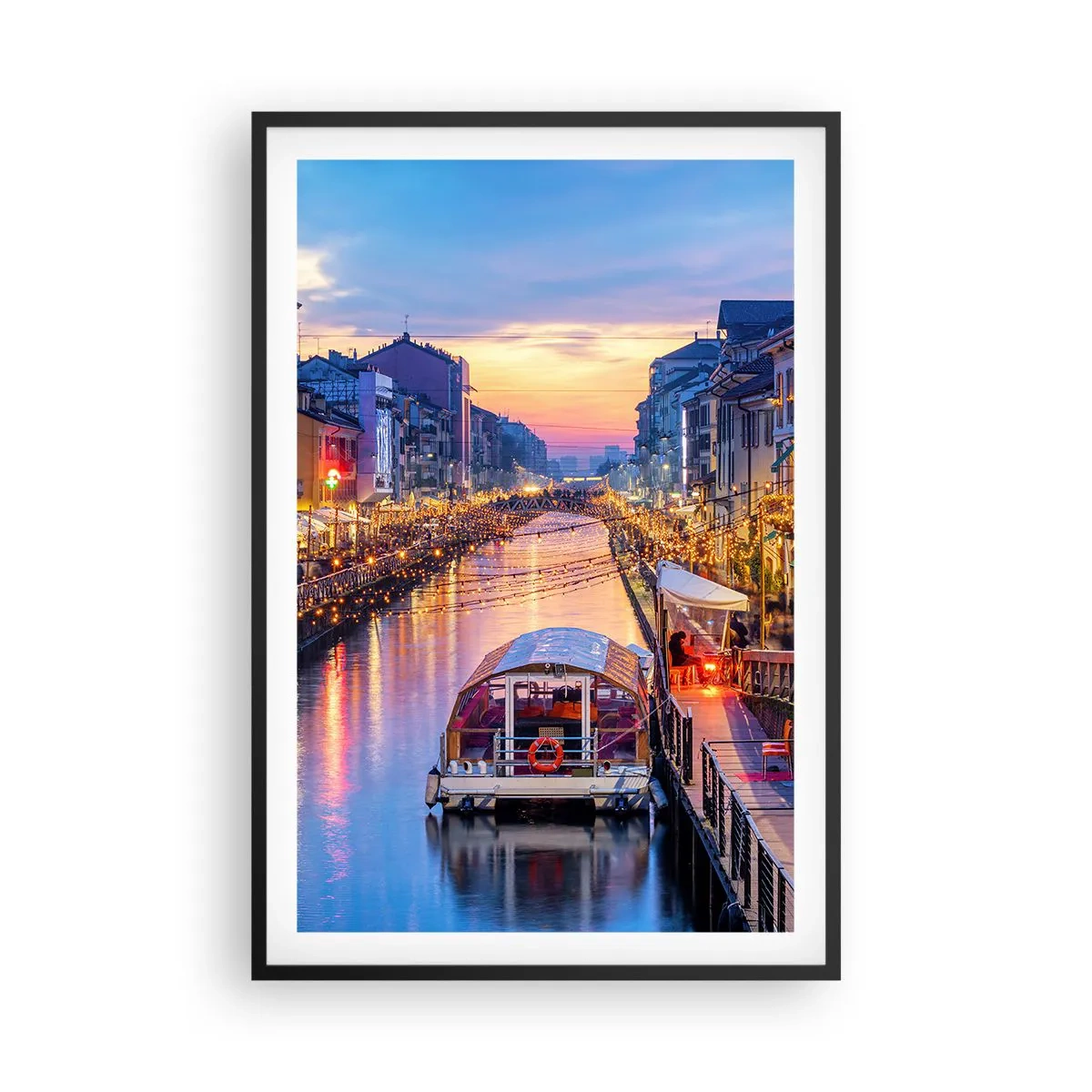 Poster in einem schwarzem Rahmen - Ein Abend voller Licht und Spaß - 61x91 cm