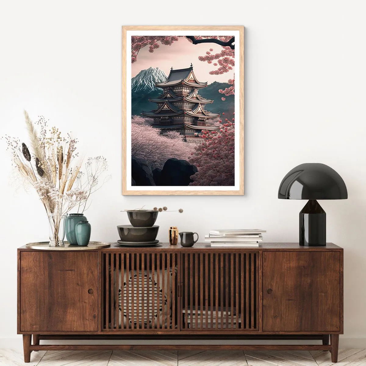 Poster in einem Rahmen aus heller Eiche - Land der Kirschblüten - 40x50 cm