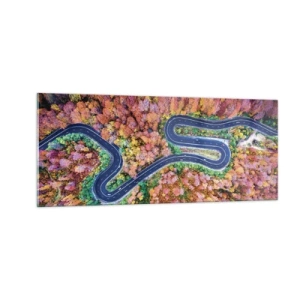 Glasbild - Bild auf glas - Kurvenreicher Weg durch den Wald - 100x40 cm