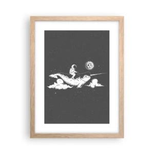 Poster in einem Rahmen aus heller Eiche - Weltraumreiter - 30x40 cm