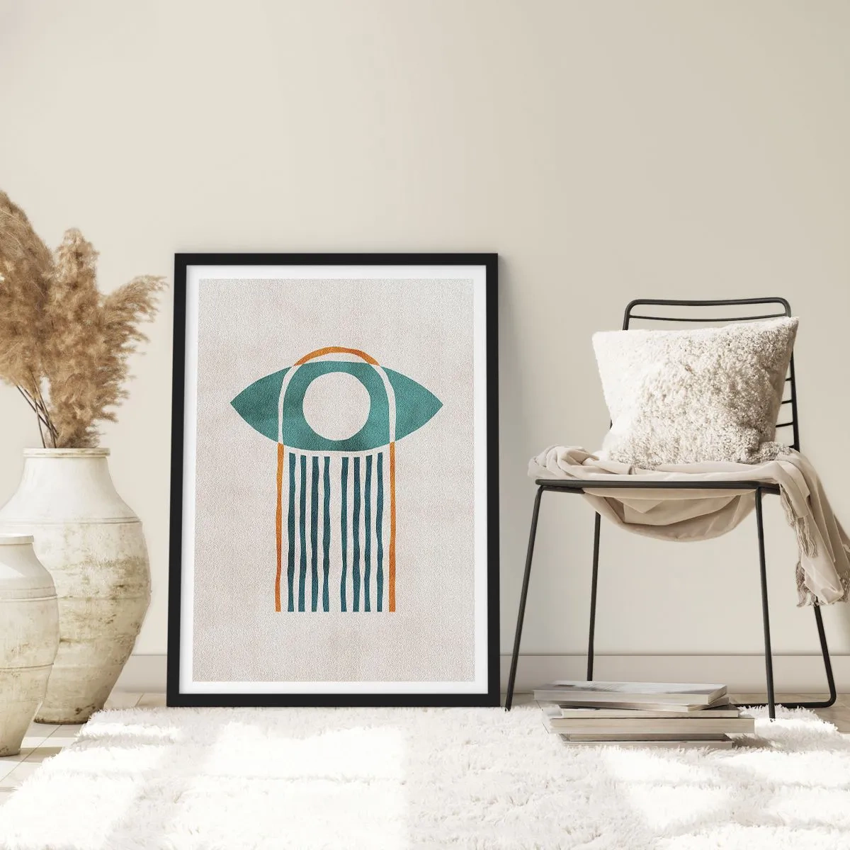Poster in einem schwarzem Rahmen - Minimalistisches Boho-Augensymbol - 50x70cm - Zeichen und Rituale - Moderne Wanddekoration für Wohnzimmer und Schlafzimmer ARTTOR