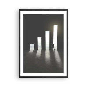 Poster in einem schwarzem Rahmen - Eine symbolische Tür in Form eines Graphen mit einer Figur - 50x70cm - Erfolg – 