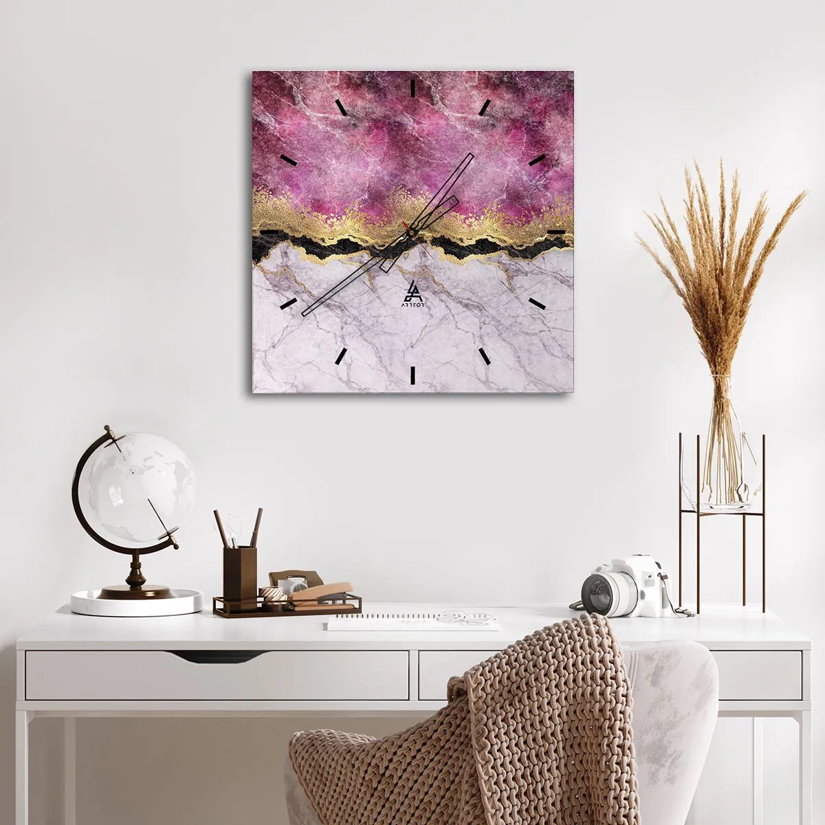 Wanduhr - Glasuhr - An der Grenze - 40x40 cm