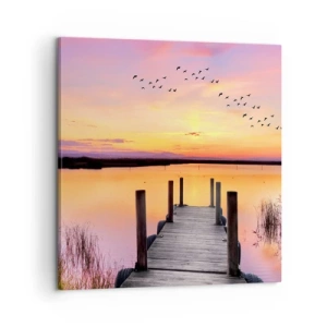 Bild auf Leinwand - Leinwandbild - Violette stille Morgendämmerung - 60x60 cm